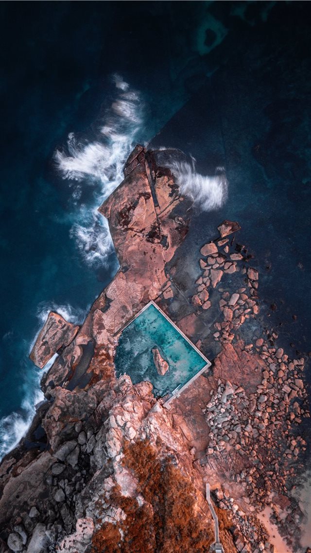 1080x1920 mountain and ocean waves aerial scenery - water iPhone 8 Wallpaper