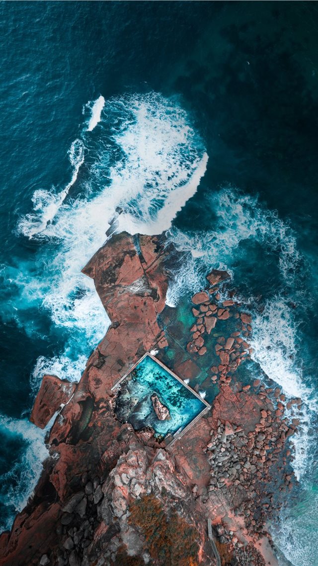 1080x1920 aerial photography of island near ocean - water iPhone 8 Wallpaper