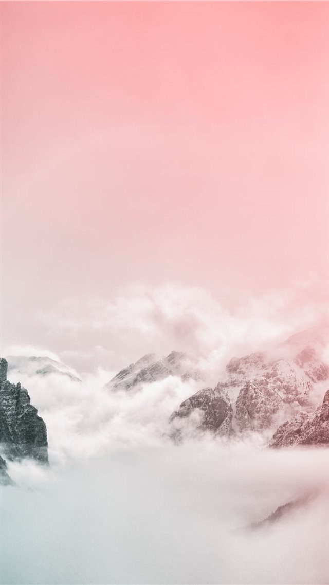 1080x1920 clouds and mountain - pink iPhone 8 Wallpaper