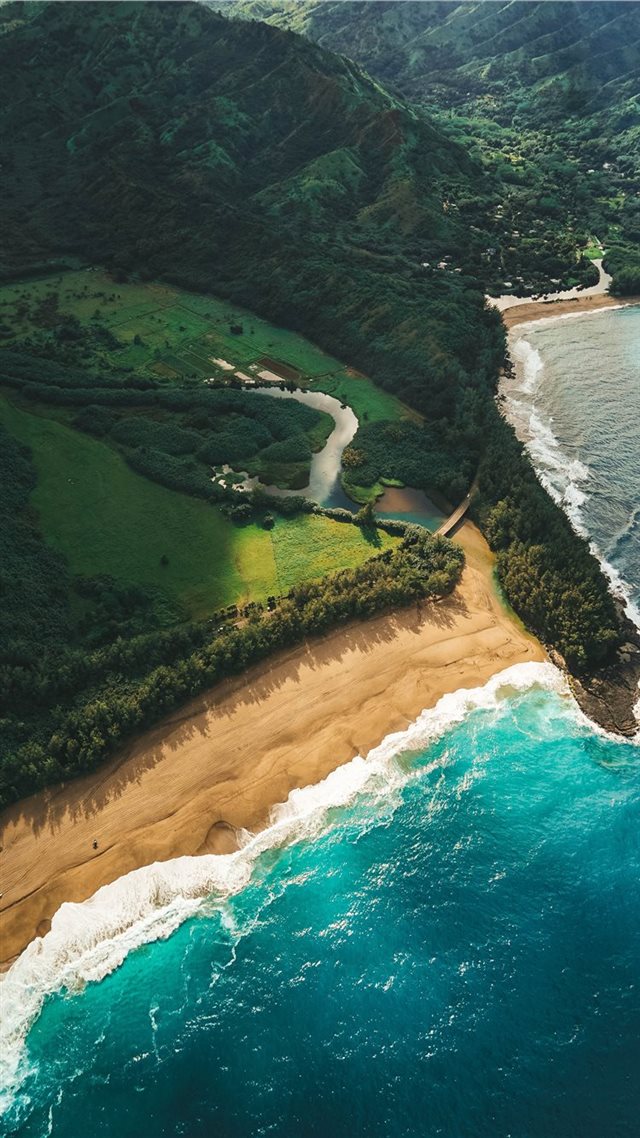 1080x1920 high angle photography of sea beside green mountai... - ocean iPhone 8 Wallpaper