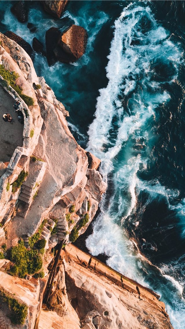 1080x1920 aerial photography of rocky mountain and beach -  iPhone 8 Wallpaper