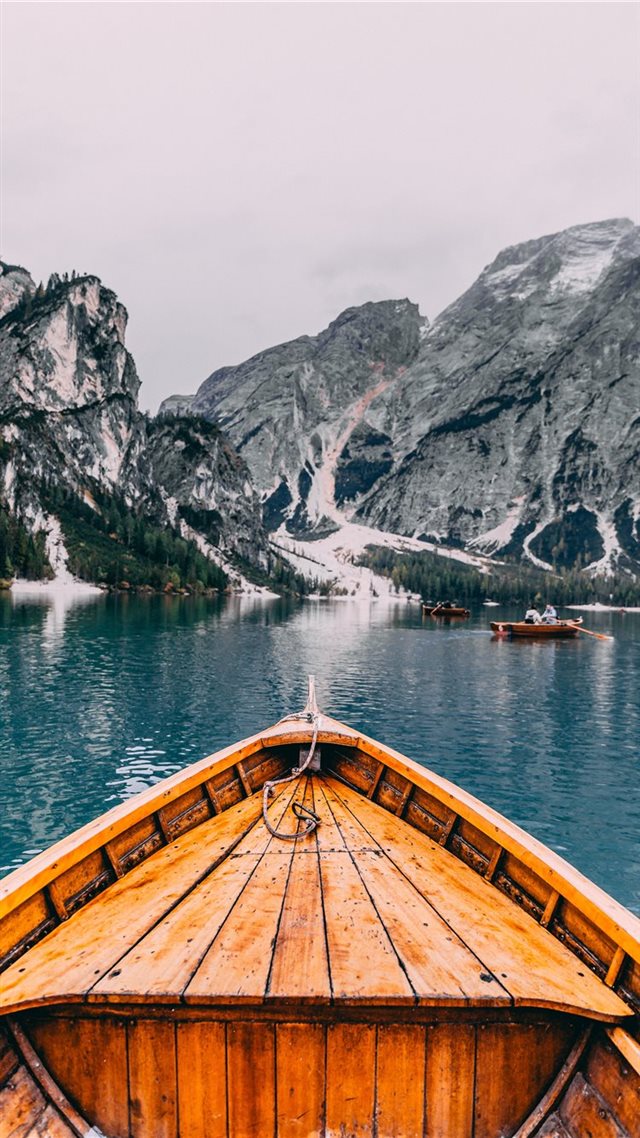 1080x1920 people in brown wooden boat - water iPhone 8 Wallpaper