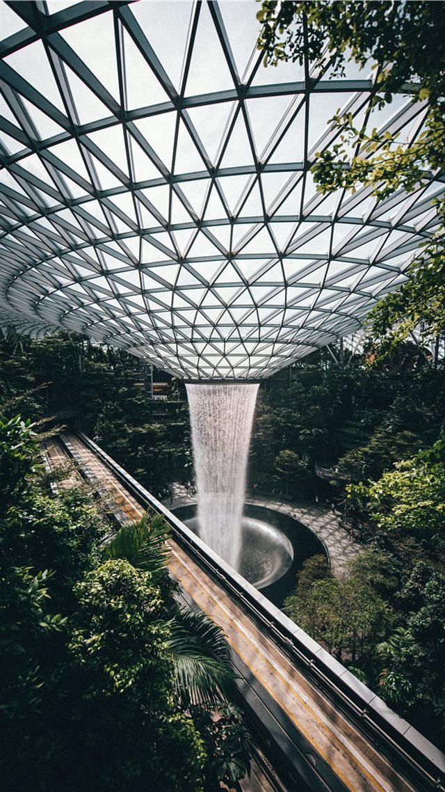 1080x1920 white metal frame glass dome building - tree iPhone 8 Wallpaper