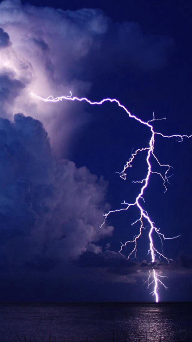 1080x1920 Storm Lightning Over Lake Night Sky View -  iPhone 8 Wallpaper