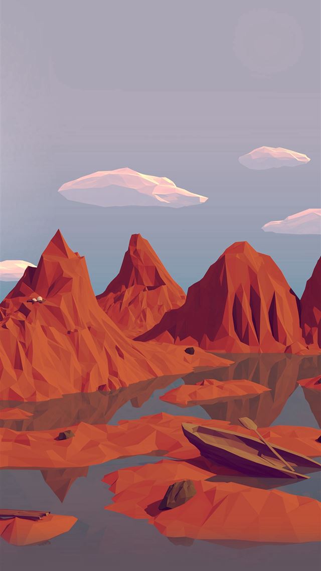 1080x1920 Low Poly Art Mountain Red Illust Art -  iPhone 8 Wallpaper