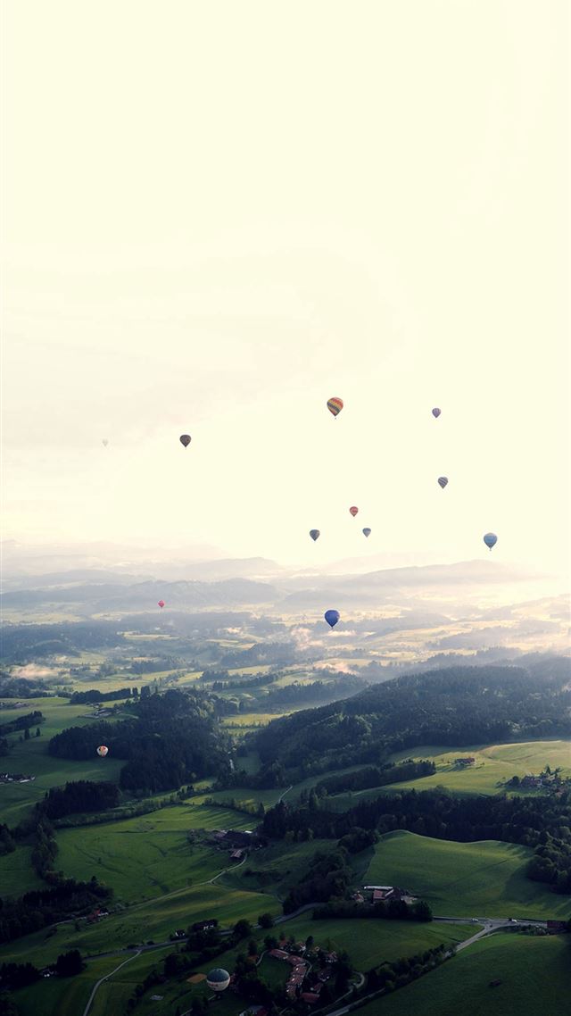 1080x1920 Balloon Party Green Blue Wide Mountain Nature -  iPhone 8 Wallpaper