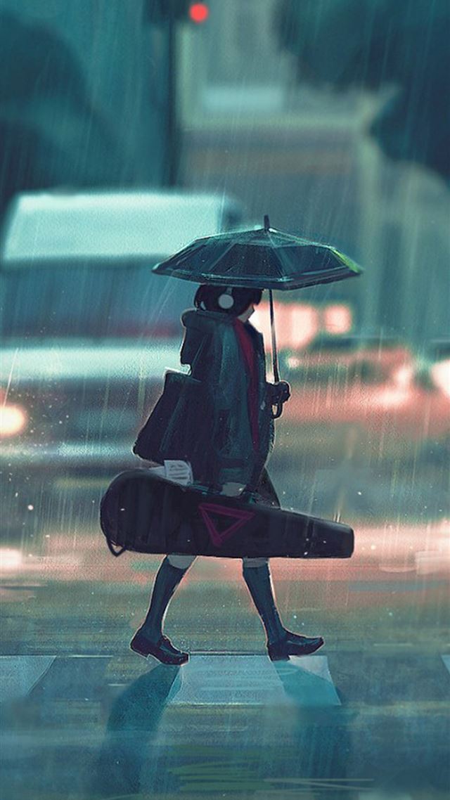 1080x1920 rainy day anime paint girl -  iPhone 8 Wallpaper