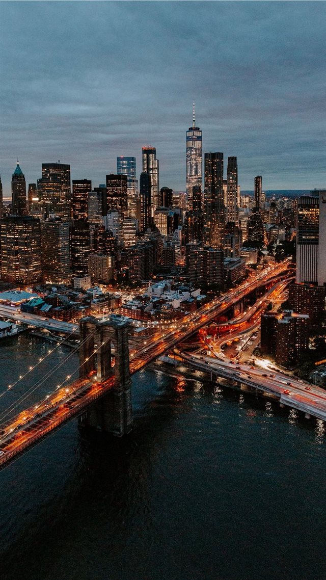 1080x1920 aerial photography of buildings and bridge - america iPhone 8 Wallpaper
