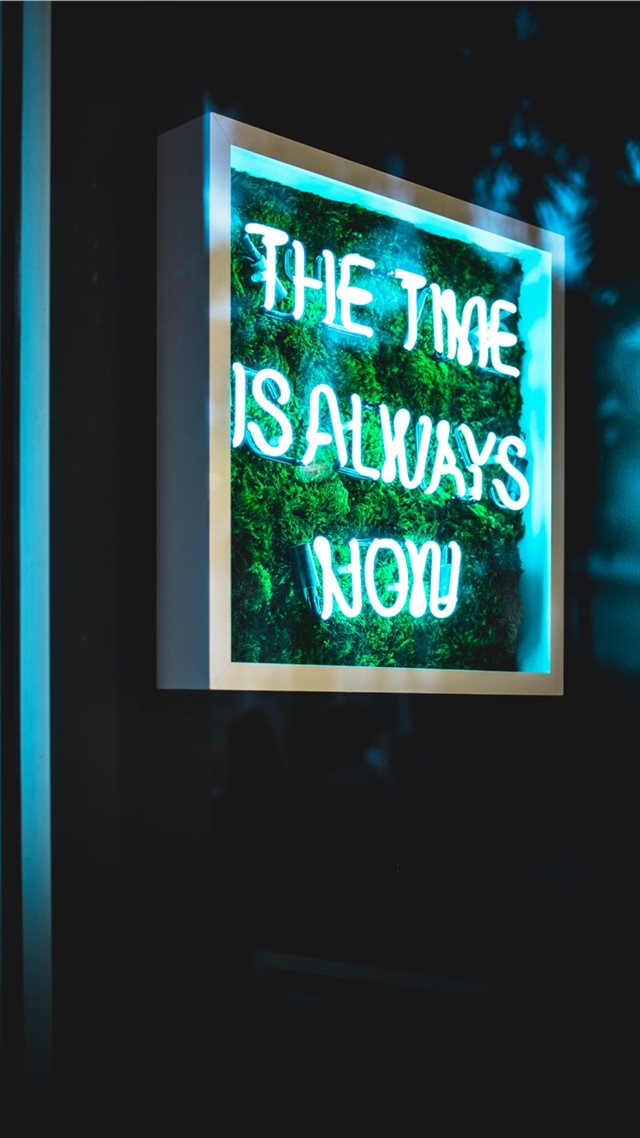 1080x1920 the time is always now neon light signage - animal iPhone 8 Wallpaper