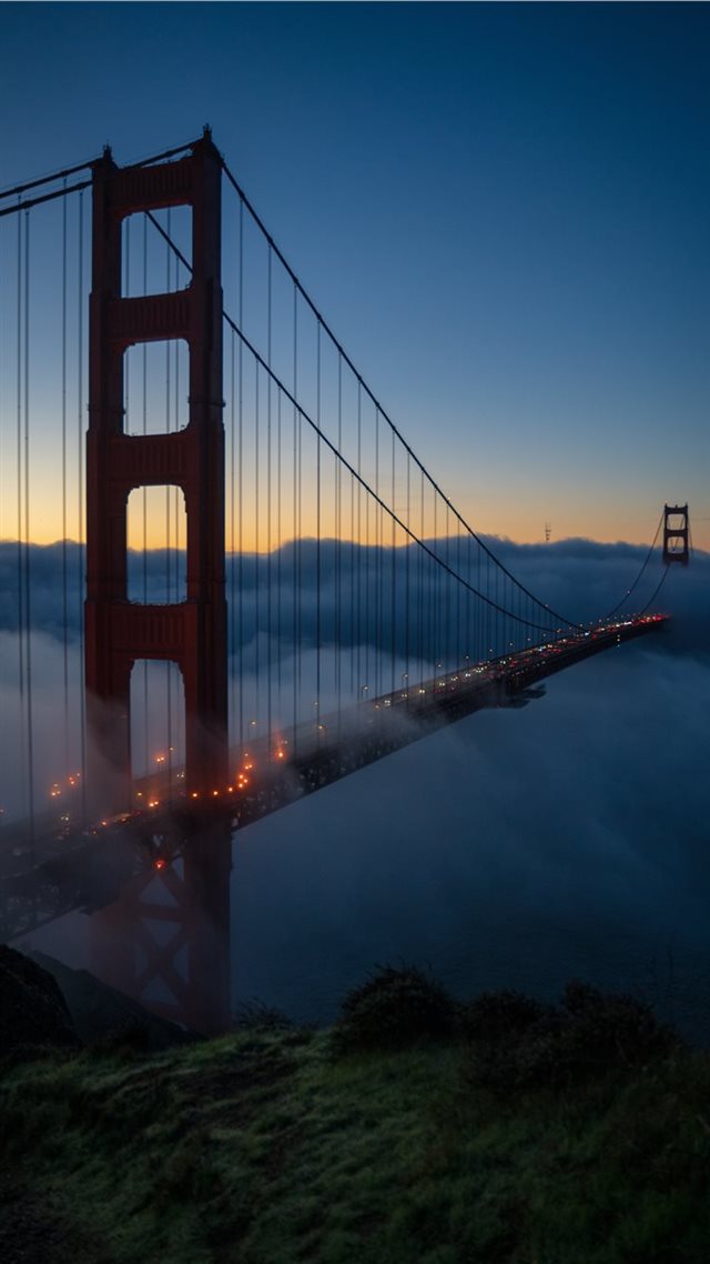 1080x1920 Golden Gate bridge at nighttime - ocean iPhone 8 Wallpaper