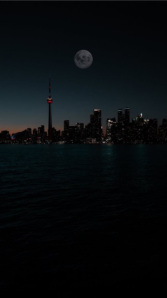 1080x1920 city during night - moon iPhone 8 Wallpaper