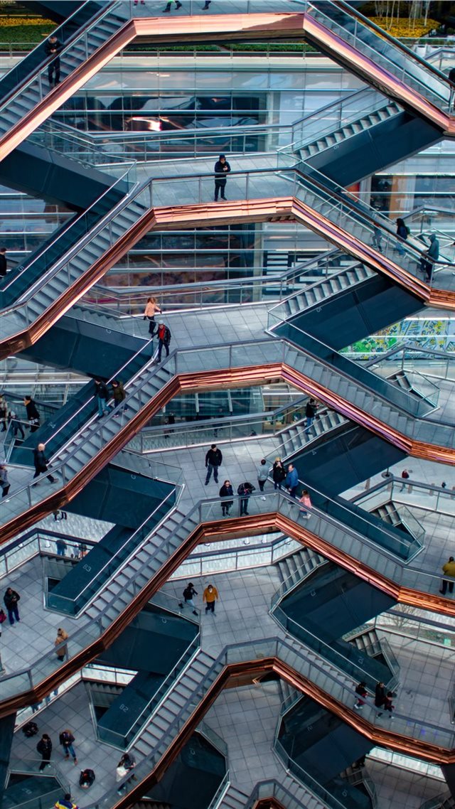 1080x1920 people walking in building - new york city iPhone 8 Wallpaper