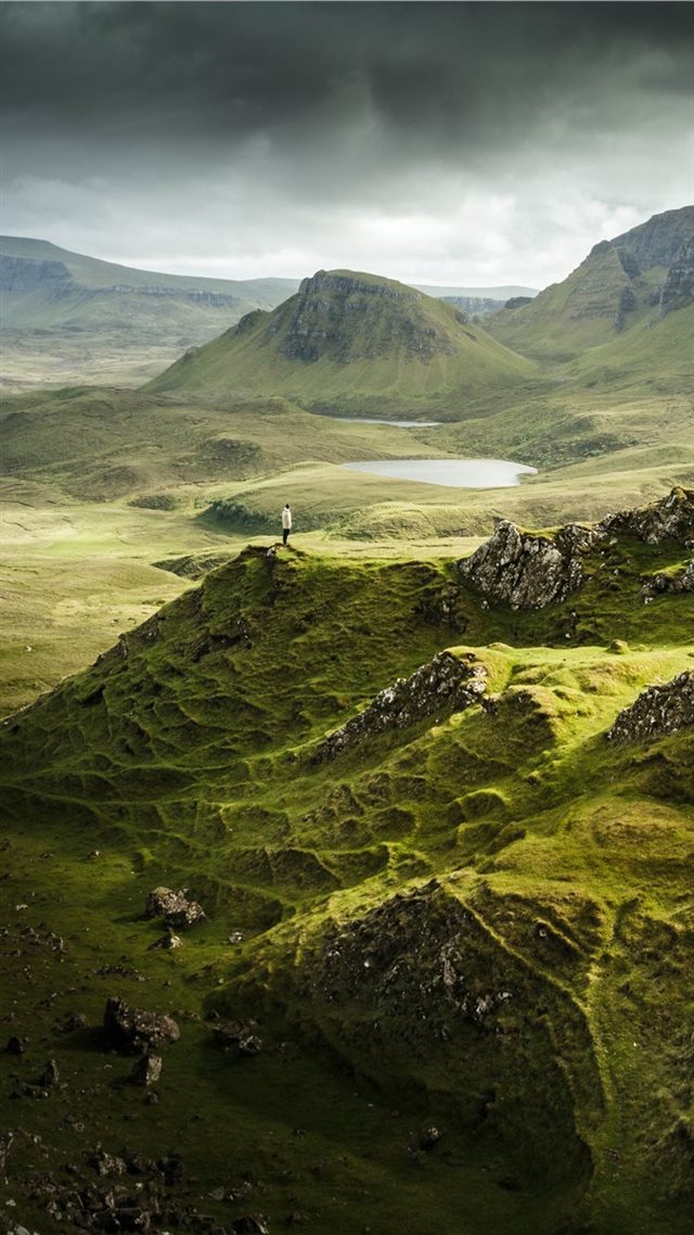 1080x1920 aerial view photography of person standing on moun... - people iPhone 8 Wallpaper