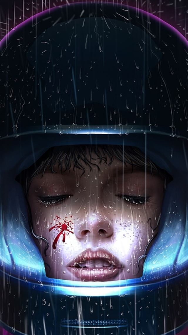 1080x1920 Girl With Helmet In Rain Retro Art Sony Xperia X X... - russia iPhone 8 Wallpaper