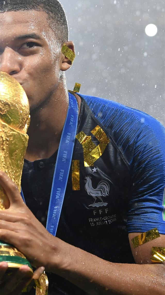 1080x1920 Kylian Mbappe Celebrates FIFA World Cup Win Sony X... - france iPhone 8 Wallpaper