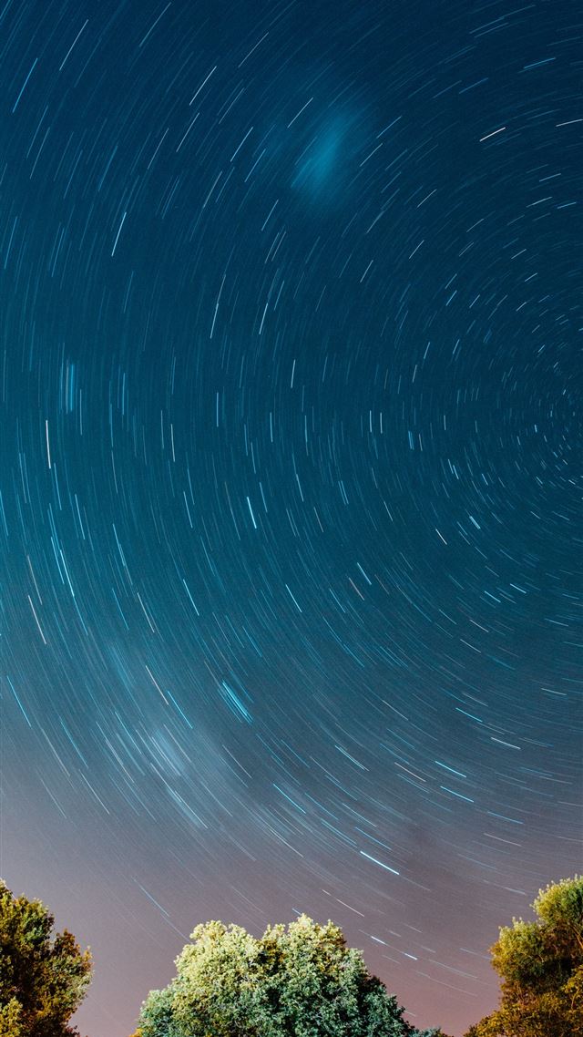 1080x1920 timelapse photo of stars - forest iPhone 8 Wallpaper