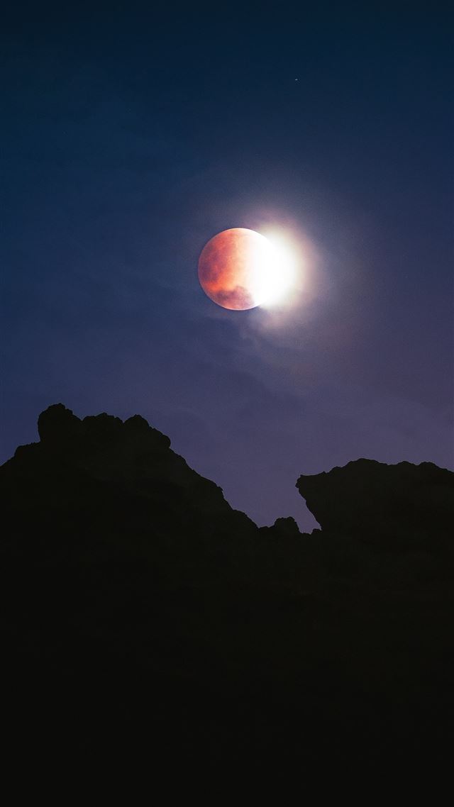 1080x1920 cliff on gray sky during nighttime - moon iPhone 8 Wallpaper