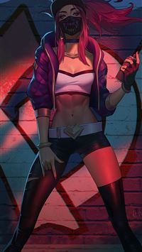 kda akali with spray 4k wallpaper