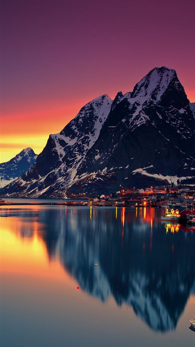1080x1920 Norway Lofoten islands Europe Mountains sea sunris... - lofoten iPhone 8 Wallpaper