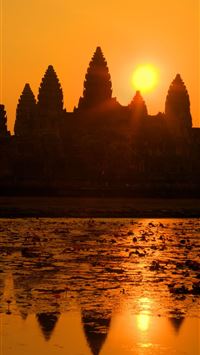 Magic sunset at Angkor Wat Cambodia http www manga... wallpaper