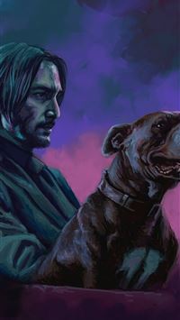 john wick with dog art wallpaper