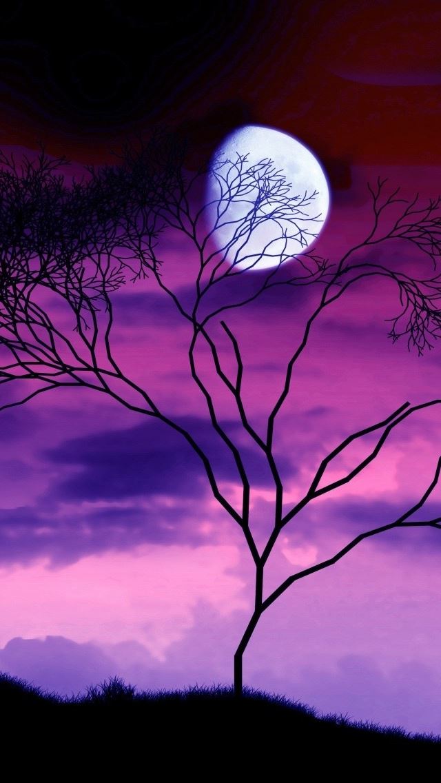 Fantasy Moon On Treetop Iphone Se Wallpaper Pin Wallpaper