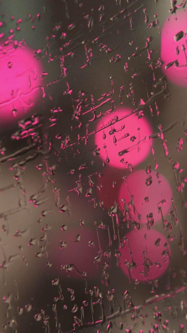 Rain On Glass Pink Lights Iphone Se Wallpaper Download Iphone Wallpapers Ipad Wallpapers One
