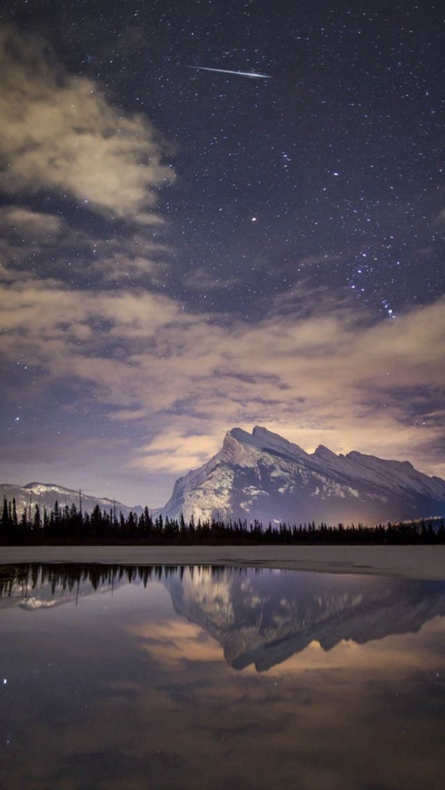 Nature Night Meteor Shooting Sky View Lake Reflection Iphone Se - 