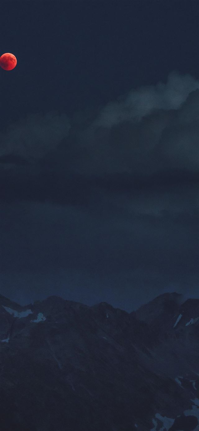 1080x1920 Blood Moon over a Dark Mountain - mountain iPhone SE Wallpaper