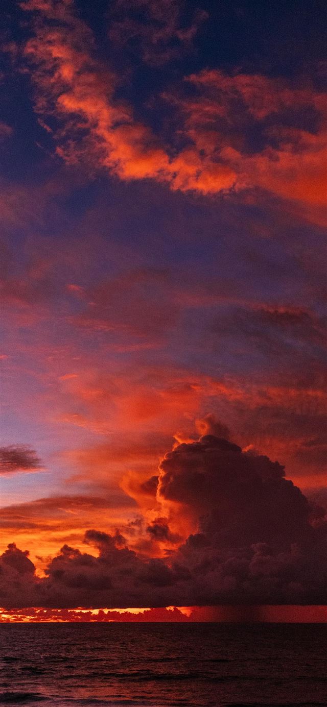 1080x1920 ocean under orange colored clouds - sky iPhone SE Wallpaper