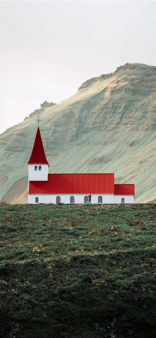 1080x1920 Beautiful Church in Vik  Iceland - tower iPhone SE Wallpaper