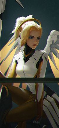 mercy overwatch game art 4k wallpaper