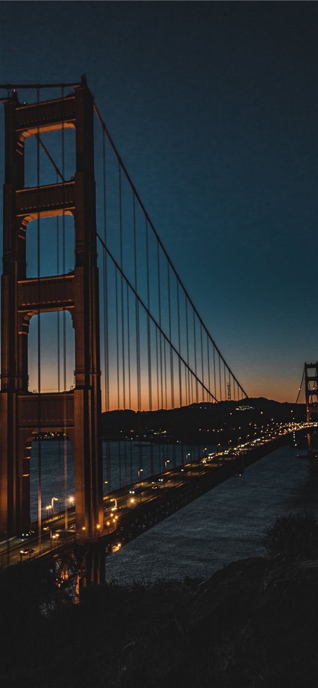 1080x1920 golden gate at night - grey iPhone SE Wallpaper