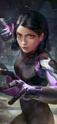 alita battle angel 4k art wallpaper