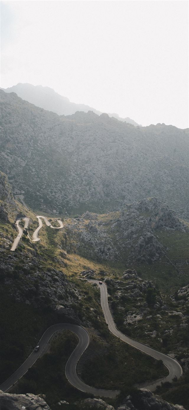 1080x1920 aerial photo of mountains covered by trees - grey iPhone SE Wallpaper