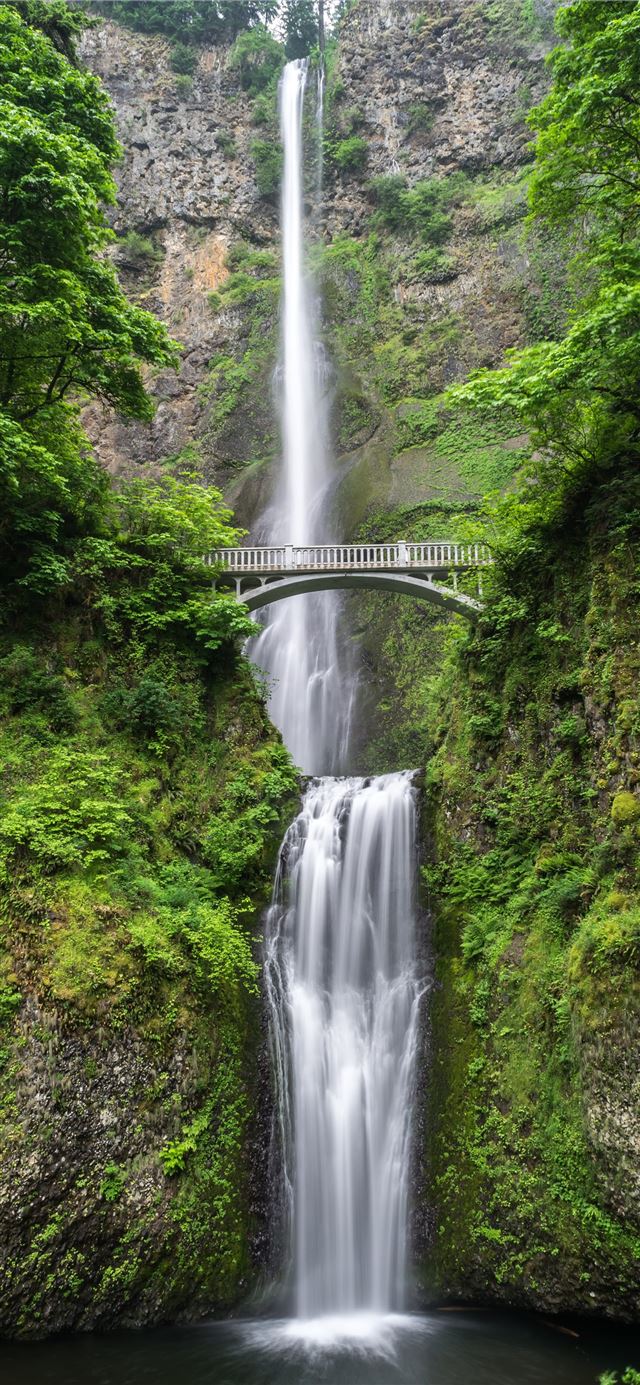 1080x1920 gray concrete bridge and waterfalls during daytime - nature iPhone SE Wallpaper