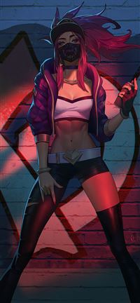 kda akali with spray 4k wallpaper