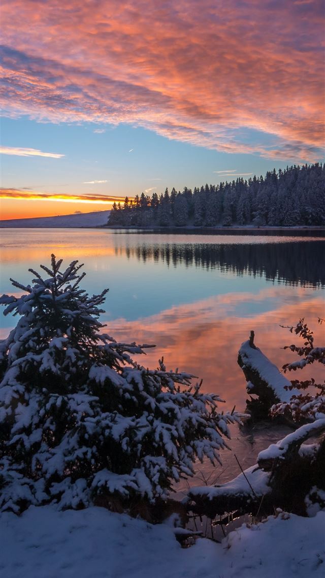 640x1136 lake snow evening sunset 5k -  iPhone Wallpaper