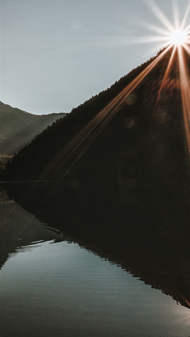 640x1136 sunrise reflection mountains 5k - sunrise iPhone Wallpaper