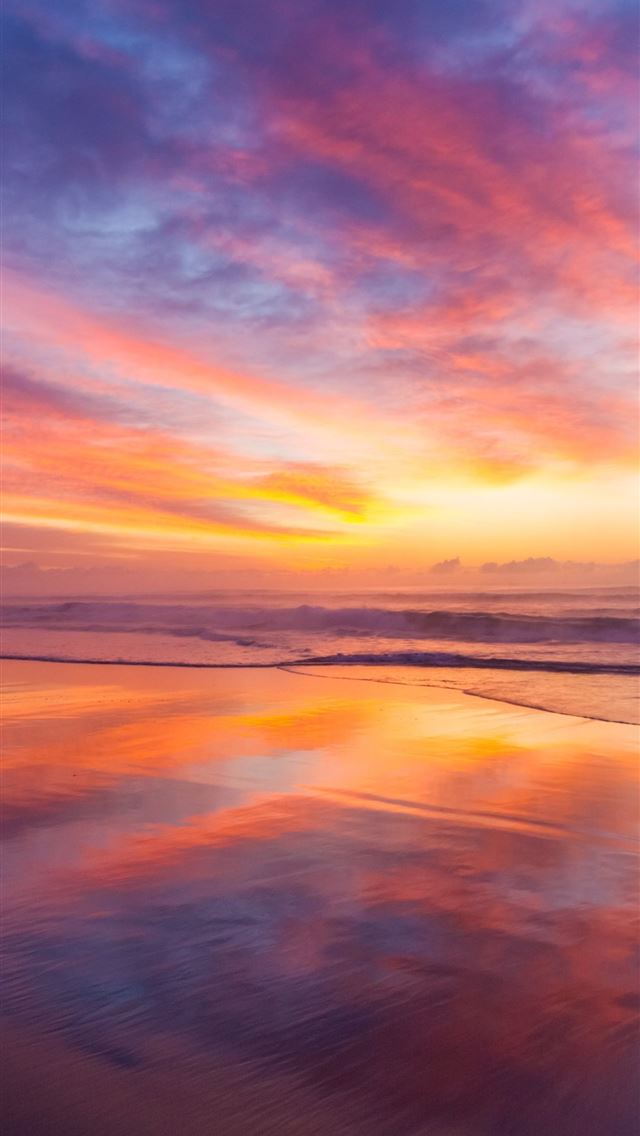 640x1136 stunning beach sunrise 5k - sunrise iPhone Wallpaper