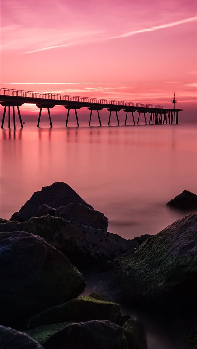 640x1136 bridge rocks sky long exposure - bridge iPhone Wallpaper