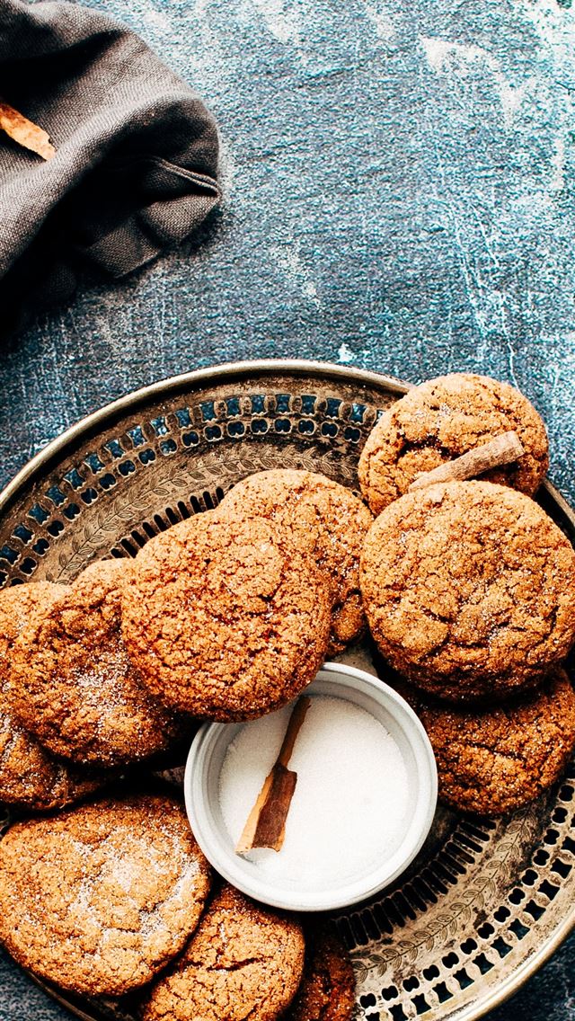 640x1136 platter of cookies on top of blue surface - food iPhone Wallpaper