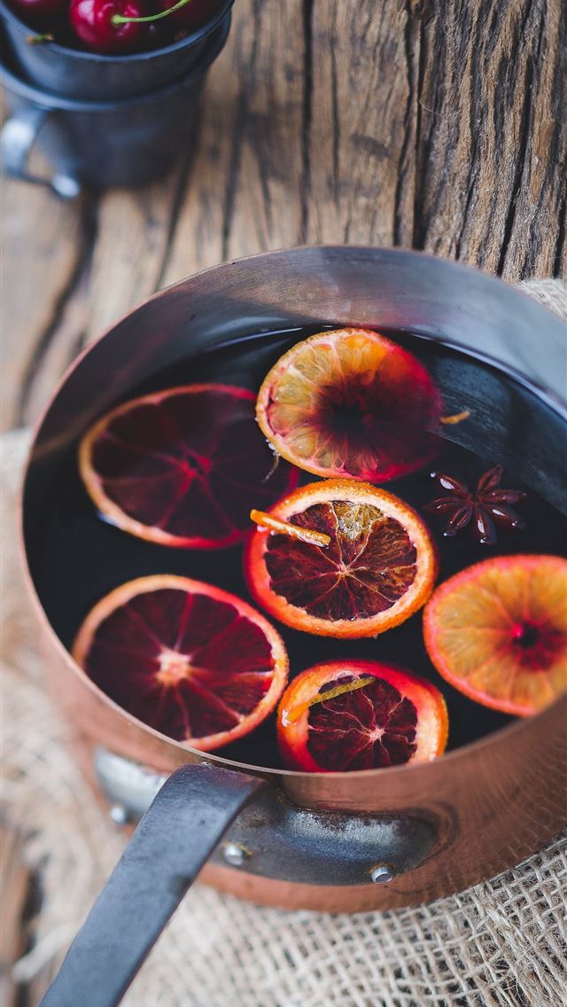 640x1136 close up photography of sliced orange fruit on bro... - food iPhone Wallpaper