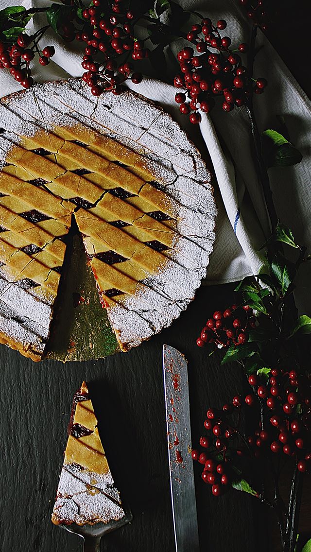 640x1136 baked sliced cherry pie - food iPhone Wallpaper