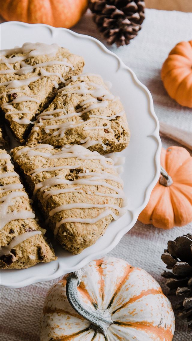 640x1136 baked cookies on white ceramic plate - pumpkin iPhone Wallpaper