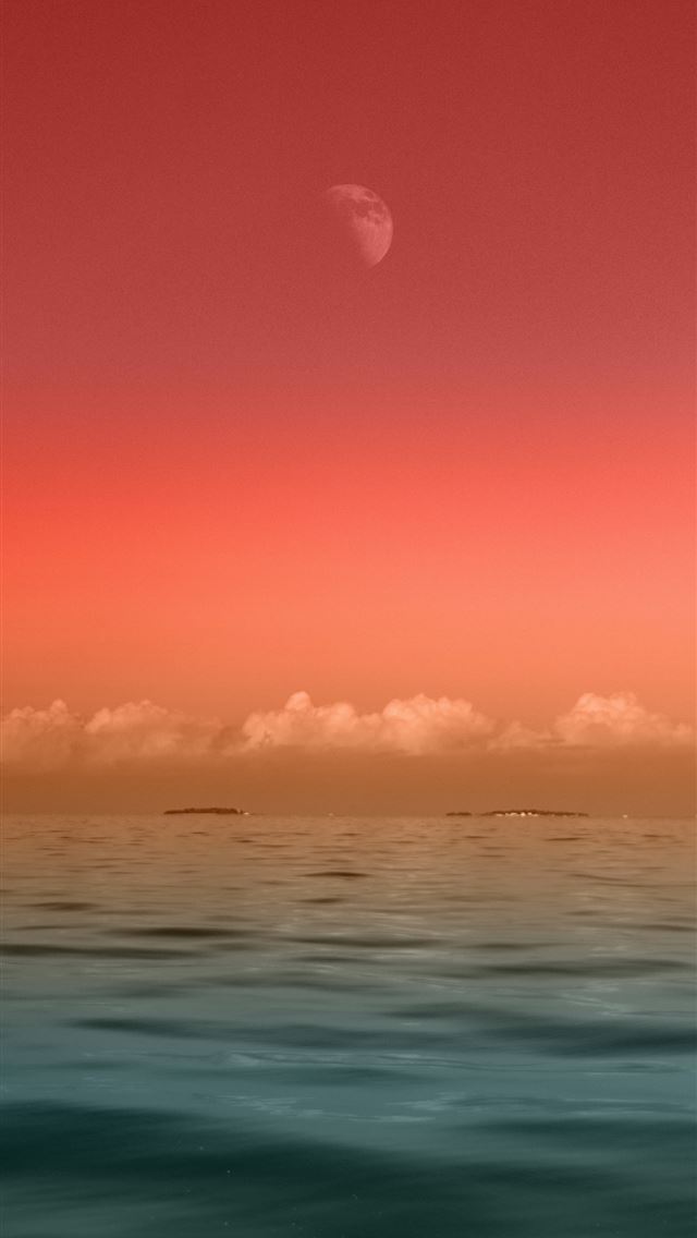 640x1136 seascape photography of sea under half moon - moon iPhone Wallpaper