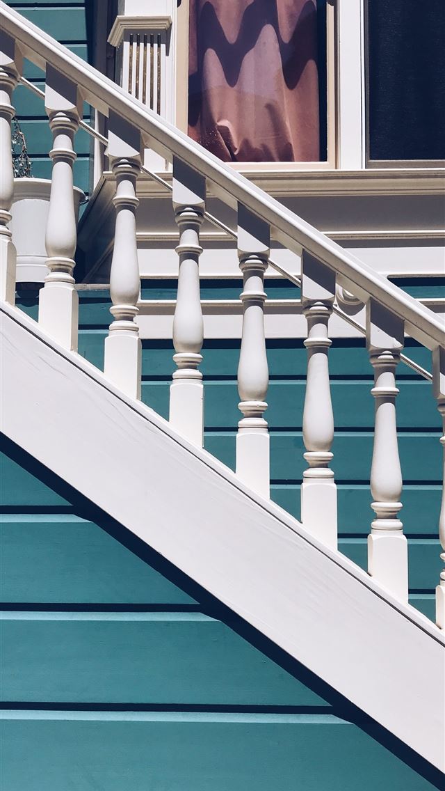 640x1136 white balustrade - cyan iPhone Wallpaper