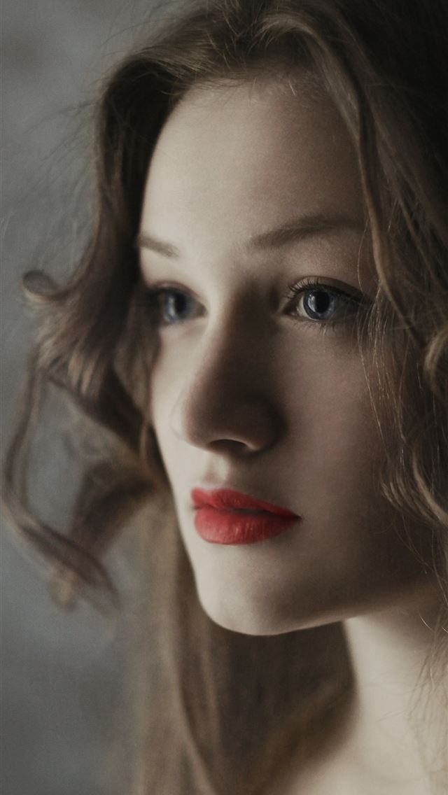 640x1136 woman blonde hair and red lipstick - girl iPhone Wallpaper