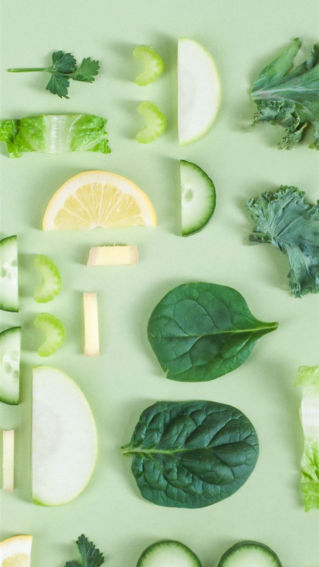 640x1136 sliced fruit and vegetables - green iPhone Wallpaper