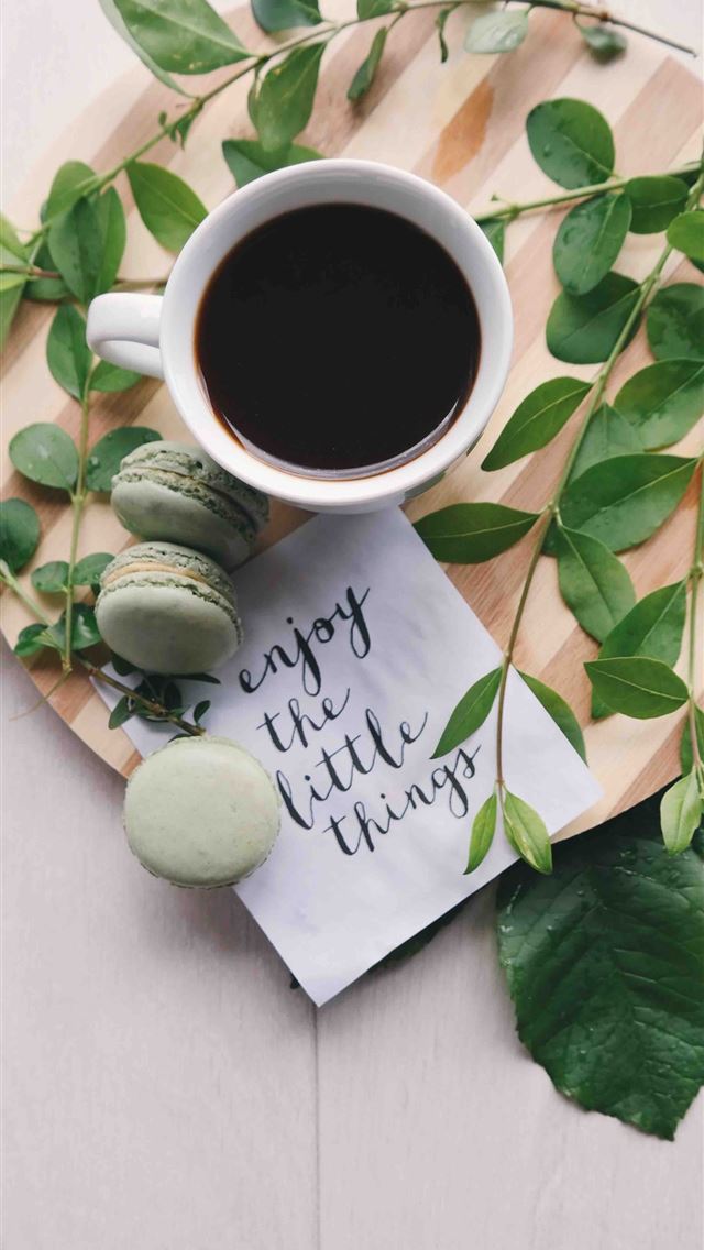 640x1136 flat lay photography of leaves with cup of coffee ... - food iPhone Wallpaper